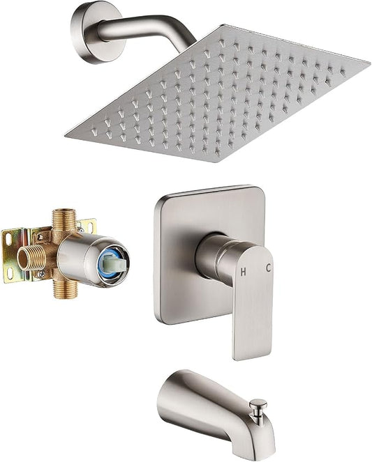Tub Shower Faucet Set With Head & Spout Brush