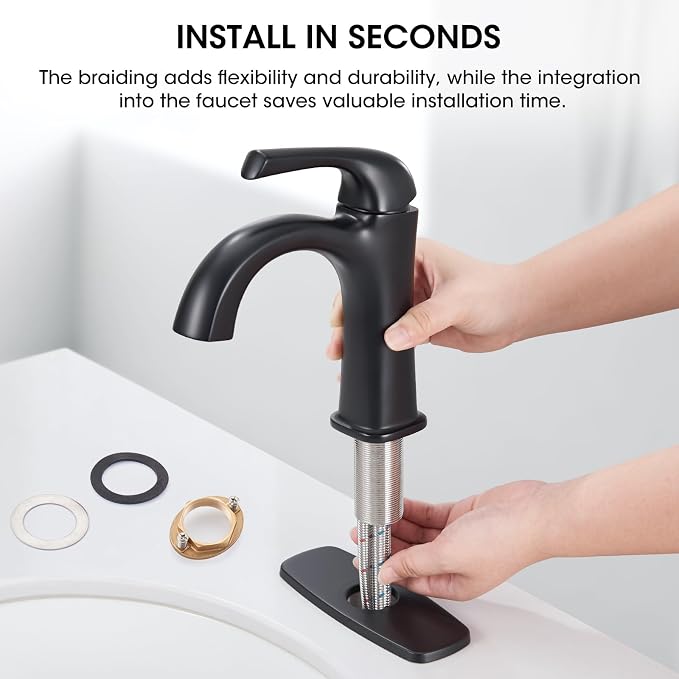 Bathroom Sink Faucet 1 Hole Oil Rubbed Bronze Bathroom Faucets | For Vanity One Hole Bathroom Faucet with Pop Up Drain & Deckplate Farmhouse