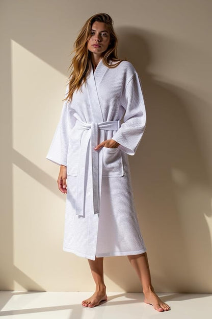 Turquaz Womens Lightweight Waffle Kimono Bathrobe for Men - Soft Quick-Dry Spa & Summer Towel Robe, Cotton Blend
