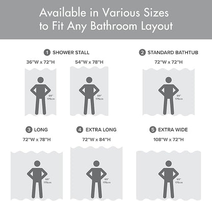 Madison Park Spa Waffle Weave Long Shower Curtain, 72 x 78, Grey | Striped, Pieced Fabric Design, 3M Scotchgard Moisture Management, Hotel Quality, Modern, for Bathroom, OEKO-TEX Certified