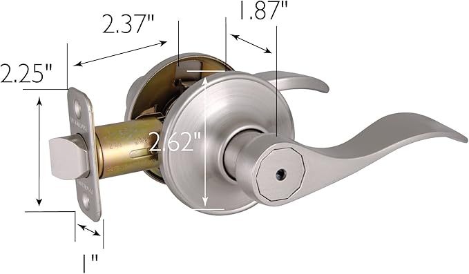 Design House Springdale Privacy Door Lever for Bedrooms and Bathrooms, Fits Standard Doors, Satin Nickel, 700492