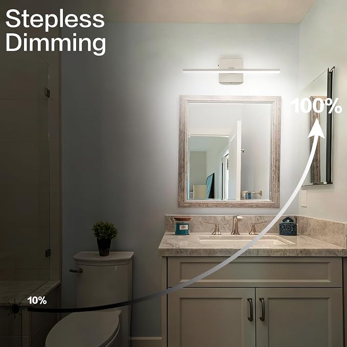 18 Inch Vanity Lights for Bathroom Brushed Nickel Over Cabinet Arm Extra Wide LED Bar 5CCT 2900K 6000K ETL IP44