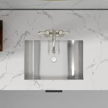 Sarlai Stainless Steel Bathroom Sink Undermount - 20"x14" Bathroom Vanity Sink Stainless Steel Rectangle Undermount Bathroom Lavatory Restroom Under Counter Sinks Basin with Pop Up Drain