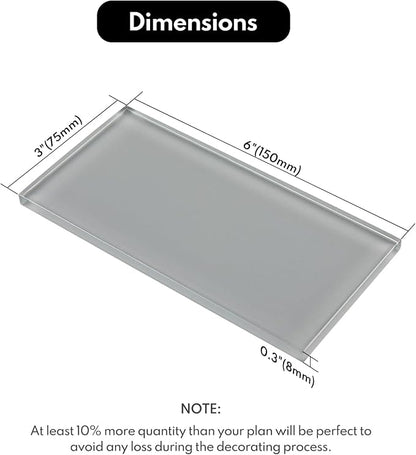 Grey Glass Subway Tile, Glass for Bathroom Kitchen Shower Backsplash Wall, 3 x 6 Inches, 4 Sq.Ft.