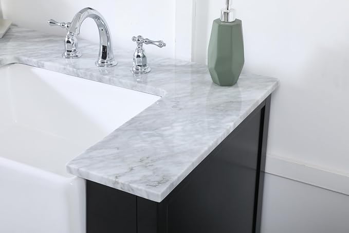 72 Double Bathroom Vanity, with Carrara White Marble Top Soft-Close, Black