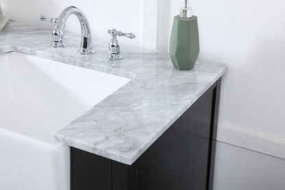 72 Double Bathroom Vanity, with Carrara White Marble Top Soft-Close, Black