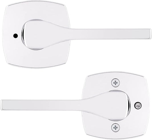 Kwikset Tripoli Lever Interior Privacy Door Handle with Lock, Door Lever for Bathroom and Bedroom, Polished Chrome Reversible Keyless Turn Lock (Pack of 10)