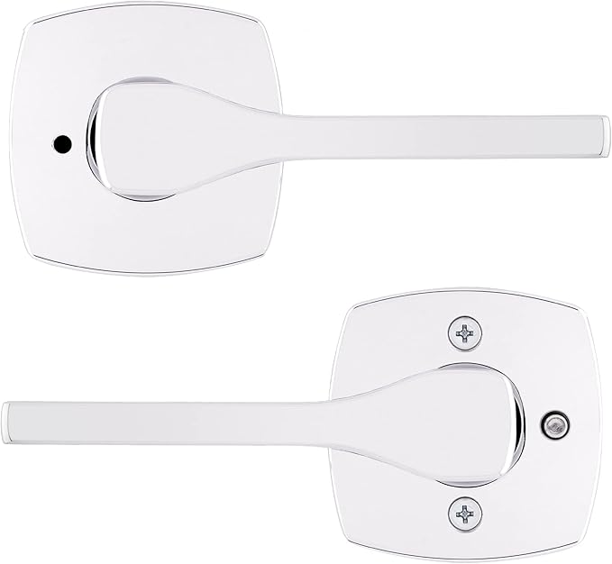 Kwikset Tripoli Lever Interior Privacy Door Handle with Lock, Door Lever for Bathroom and Bedroom, Polished Chrome Reversible Keyless Turn Lock (Pack of 4)