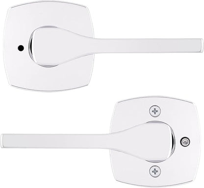 Kwikset Tripoli Lever Interior Privacy Door Handle with Lock, Door Lever for Bathroom and Bedroom, Polished Chrome Reversible Keyless Turn Lock (Pack of 6)