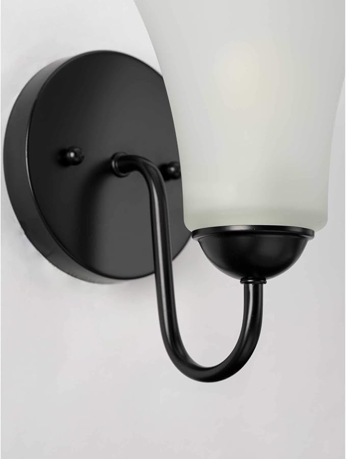 Progress Lighting Classic Collection 1-Light Etched Glass Traditional Bath Vanity Light Matte Black