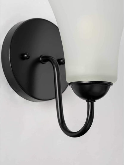 Progress Lighting Classic Collection 1-Light Etched Glass Traditional Bath Vanity Light Matte Black