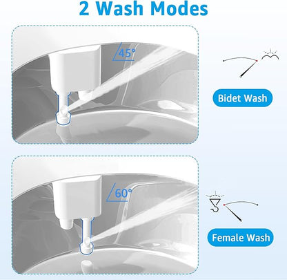 Bidet Toilet Attachment,Non-Electric 3 Wash Modes, Adjustable Water Pressure, Cold Water, White