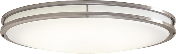 Designers Fountain Flush Mount Ceiling Light, 24 Inch Oval LED Lighting Fixture Kitchen, Bedroom, Bathroom, and Hallway, Dimmable, 2800 Lumens, 3000K/4000K/5000K, Brushed Nickel, EV1424C3C-35