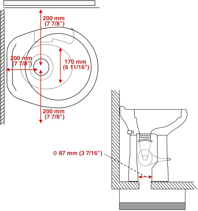 RV Gravity Flush Toilet, 20 Inch Comfortable Height Foot Pedal Flush Toilet, HDPE Lightweight Portable Toilet with 441Lbs Capacity for Camper Trailer Motorhome Travel
