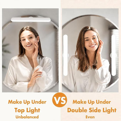 cambk Set of 2 Vanity Makeup Lights for Mirror | Stick On Rechargeable Wireless Light Bar for Bathroom with 3 CCT&Dimmable, Cordless Battery Operated Touch Control Lighting