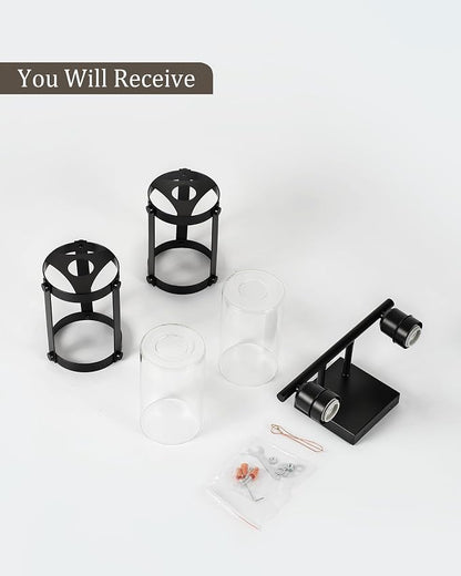 2-Light Black Bathroom Light Fixtures, 13.8 Inch Modern Bathroom Vanity Lighting Fixtures Over Mirror with Clear Glass and Metal Cage Wall Sconce Lights for Bath, E26, OS-3014BK-2W