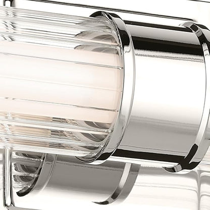 Kichler Laurene LED Bath Bar Light, Polished Nickel | Linear vanity light with clear fluted glass for bathroom mirrors (18.5" x 5" x 4.25"), 55195PNLED