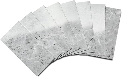 Yipscazo 2026 New Upgrade Peel and Stick backsplash 3 x 6 Inches, Backsplash Tile Peel and Stick Tile for Kitchen, Bathroom, Laundry Room, Fireplace(Polished Marble Gray, 100 Pieces)