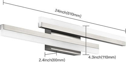 PRESDE 24 Inch LED Bathroom Vanity Light Bar, Modern Brushed Nickel Wall Lighting Fixture Over Mirror