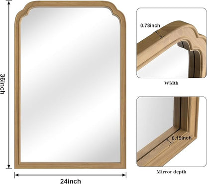 WallBeyond 24" x 36" Natural Wood Mirror for Wall Mounted, Rustic Wood Frame Wall Mirrors Decorative for Living Room or Bathroom Mirror (Natural Color)