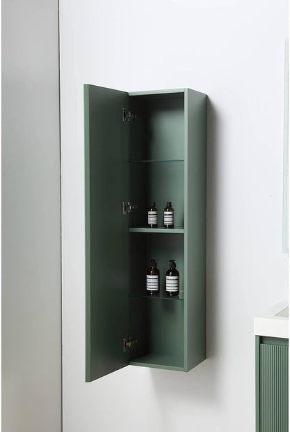 Blossom 24 Inch Bathroom Vanity with Sink and Side Cabinet, All Wood Floating Bathroom Vanity with Acrylic Sink, Bathroom Sink Cabinet with Soft-Close Drawer, Modern Style Vanities, Aventurine Green