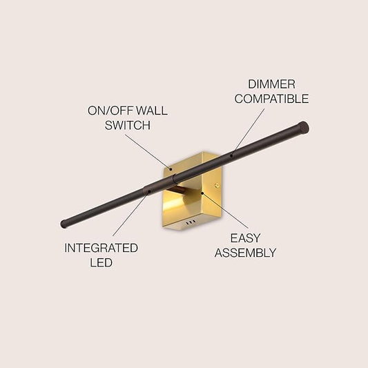 JONATHAN Y 28" Oil Rubbed Bronze/Brass Gold Modern Dimmable Integrated LED Wall Sconce, Metal Vanity Light for Bathroom Mirror Bedroom Hallway, Sleek Hardwired Wall Lamp Fixture, 3000K (JYL7022F)