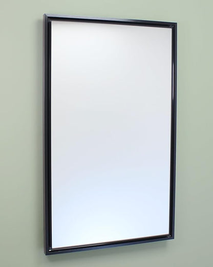 Fox Hollow Furnishings 16x26 Parker Metro Metal Framed Rectangle Recessed Bathroom Medicine Cabinet, Floating Mirror, 14x24 in-Wall Opening, Steel, Adjustable Glass Shelves, Magnet Close, Black