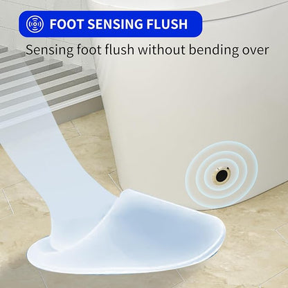 One Piece Toilet, Modern Bathroom Tankless Toilets Bowl, Updated PP Lids & Dual 1.0/1.28 GPF Foot Sensor Power Flush, 18 inch Comfort ADA Height Soft Closing Seat, 12" Rough-in, CEC Certified