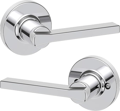 Kwikset Casey Interior Passage Round Door Handle, Lever for Closet and Hallway Doors, Reversible Non-Locking Handle Lever, Polished Chrome