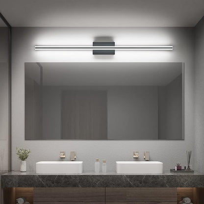 SOLFART Bathroom Lights Over Mirror Matte Black Dimmable Modern LED Vanity Lighting Fixtures 48 Inch 30W Bathroom Vanity Light
