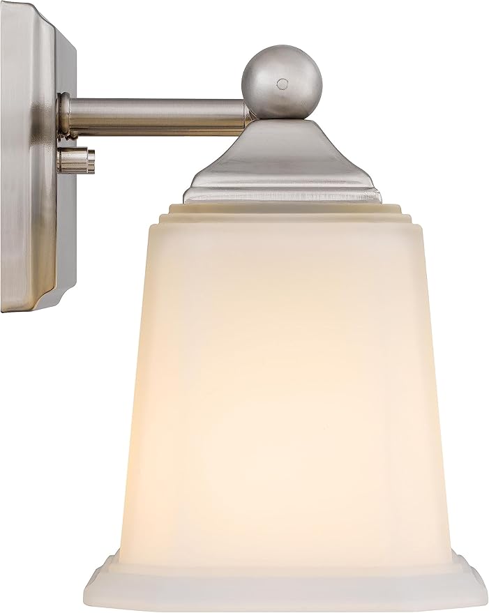 Nox Vintage 4-Light Vanity Light Modern Wall Sconce Lighting Brushed Nickel with White Glass Shade for Bathroom, Hallway, Entryway, Kitchen, Mirror, Laundry Room