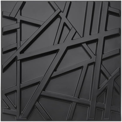 Art3d 19.7" x 19.7" (Pack of 12) Wall Panel Stripes, Black