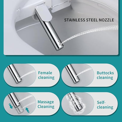 KERDE 08 Smart Electric Bidet Toilet Seat with Warm Air Dryer Heated Adjustable Warm Water Seat Temperature Self-Cleaning Nozzle Easy Installation for Most Toilets Elongated (Armrest-Control Model)
