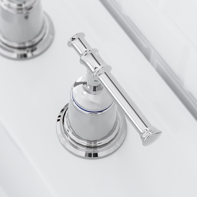 Classical 8 inch Bathroom Faucet, Bathroom faucets for Sink 3 Holes, Widespread Brushed Nickel Bathroom Faucet with Pop Up Drain and cUPC Lead-Free Hose (Chrome 2 Packs)