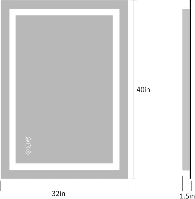 LED Bathroom Mirror 40"X32" with Front Light and Backlit | Stepless Dimmable, Anti-Fog, Shatter-Proof, HD Reflection, Memory, 3 Colors Lighting, UL Listed (Horizontal/Vertical)