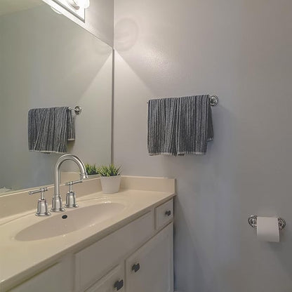 Classical 8 inch Bathroom Faucet, Bathroom faucets for Sink 3 Holes, Widespread Brushed Nickel Bathroom Faucet with Pop Up Drain and cUPC Lead-Free Hose (Brushed Nickel 2 Packs)
