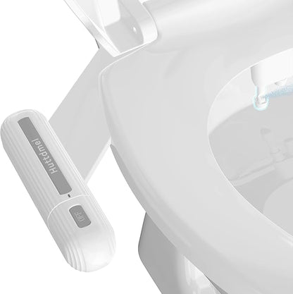 Huttdmel Ultra-Slim Bidet Attachment for Toilet, Non-Electric Dual Nozzle (Rear & Feminine Wash), Adjustable Water Pressure, Easy to Install, Fits Most Toilets, Stainless Steel Hose, Grey & White