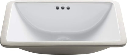 KRAUS Elavo 21-inch Rectangular Undermount White Porcelain Ceramic Bathroom Sink with Overflow, KCU-241