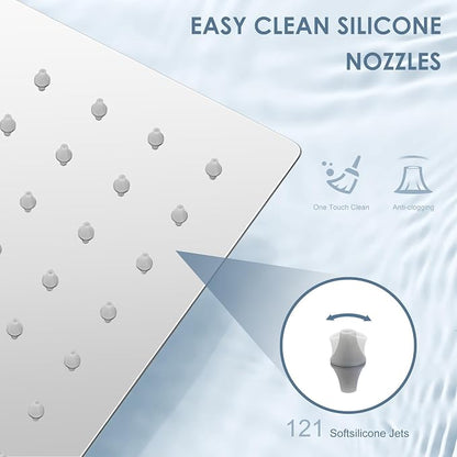10 Inch Rain Shower Head Chrome - Square Rainfall Shower head All Metal Stainless Steel 304, Ultra Thin Design, Full Body Coverage Bath Shower
