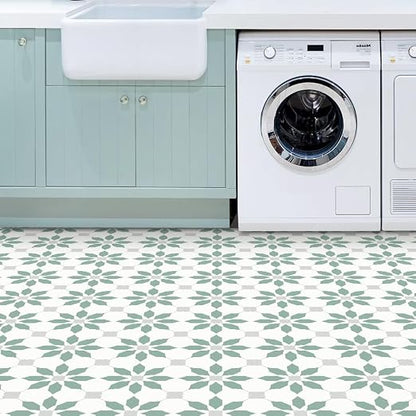 MORCART 40PCS 7.87" x 7.87" Peel and Stick Floor Tile, Aqua Blue | DIY Vinyl Flooring Self-Adhesive Removable and Waterproof Tile Sticker for Bathroom, Kitchen, Wall, Bedroom, Stairs