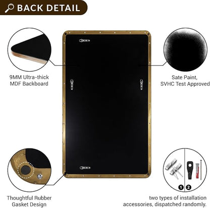Gold Bathroom Mirrors for Over Sink, 30x55 InchBrushed Gold Wall Mirror, Rectangular Metal Framed Vanity Mirror -Modern Clean Design with Superior Stainless Steel Frame