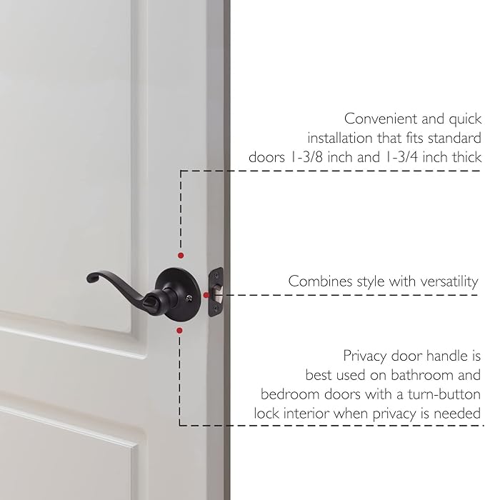 Design House 779223 Scroll Privacy Bed and Bath Door Lever Matte Black
