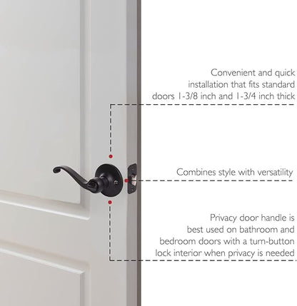 Design House 779223 Scroll Privacy Bed and Bath Door Lever Matte Black