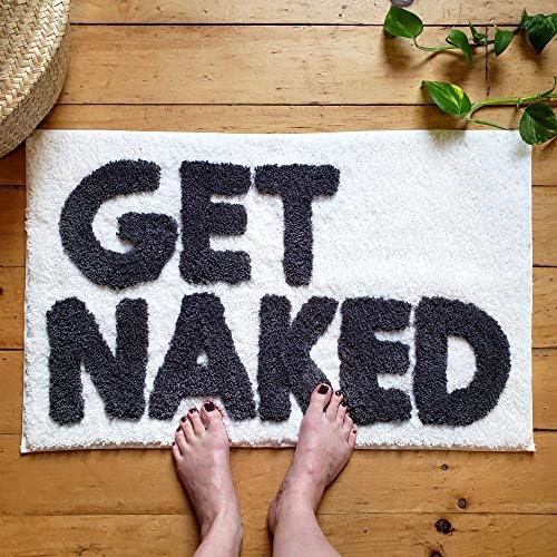 New Mungo Get Naked Bath Mat for Bathtub - Cute Bath Rugs for Apartment Decor - Bath Mats for Bathroom as Shower Floor Mat - Tufted Gray and White Bathroom Rug - 31" x 20"