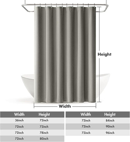 MIULEE Linen Fabric Shower Curtain Grey W72*L72 12 Metal Hooks | Modern, Heavy Duty, Shower Curtain Set, Waterproof Thick Cloth Shower Curtains, Bathroom Hotel Bathtub, Washable
