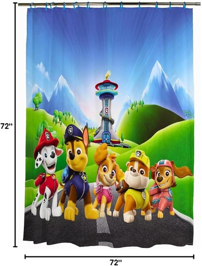 Nickelodeon Paw Patrol 13-Piece Shower Curtain Set, 72 x 72 Inch Fabric Curtain with Hooks, Bathroom Decor, Machine Washable, (100% Officially Licensed Product) by Franco Collectibles