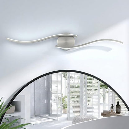26 Inch LED Bathroom Vanity Light, Brushed Nickel, 5CCT | 26 Inch brushed nickel LED bathroom vanity light with 5CCT, 20%-100% dimming, hardwired horizontal/vertical mount
