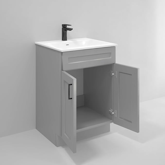 Bathroom Vanity Sink Base Ready-to-Assemble Bathroom Cabinet 24"/30'/36" Width (Vanity Base in Light Grey Shaker, 24 inch)