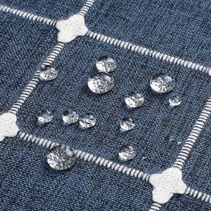 Boho Farmhouse Classic Plaid Linen Tassel Shower Curtain Navy Blue,72x72