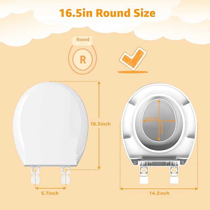 Toilet Seat with Toddler Seat, Potty Training Toilet Seat Round 2 in 1 Soft Close Quiet No Slapping, Magnetic Absorption, Easy to Install and Clean,White